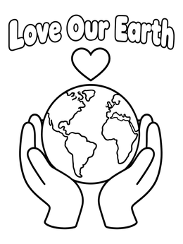Free printable Love Our Earth Globe In Hands coloring page