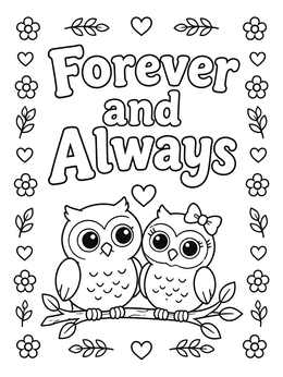 Free printable Owl Couple Forever And Always coloring page