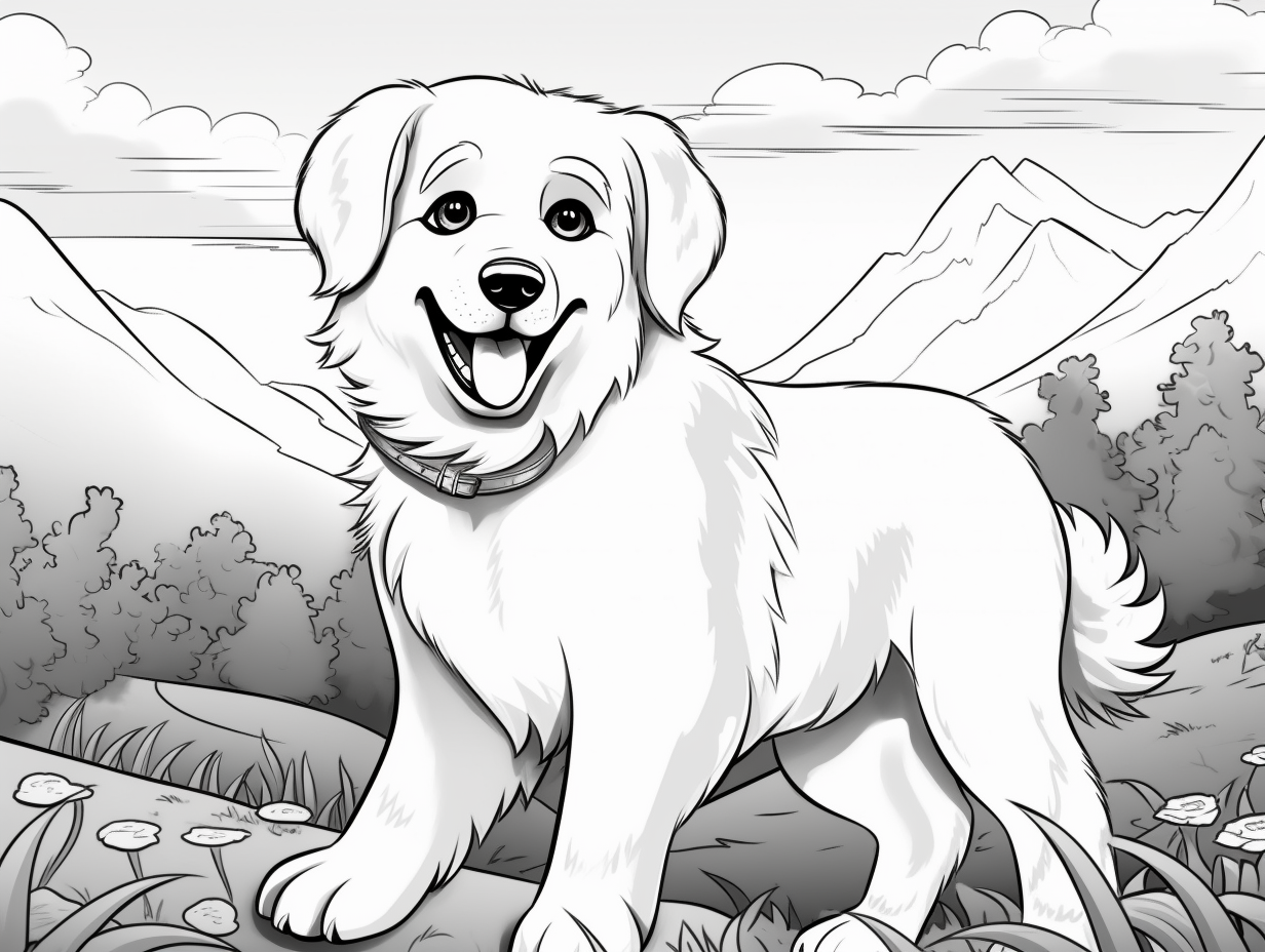 Lovely Great Pyrenees Coloring Page - Coloring Page