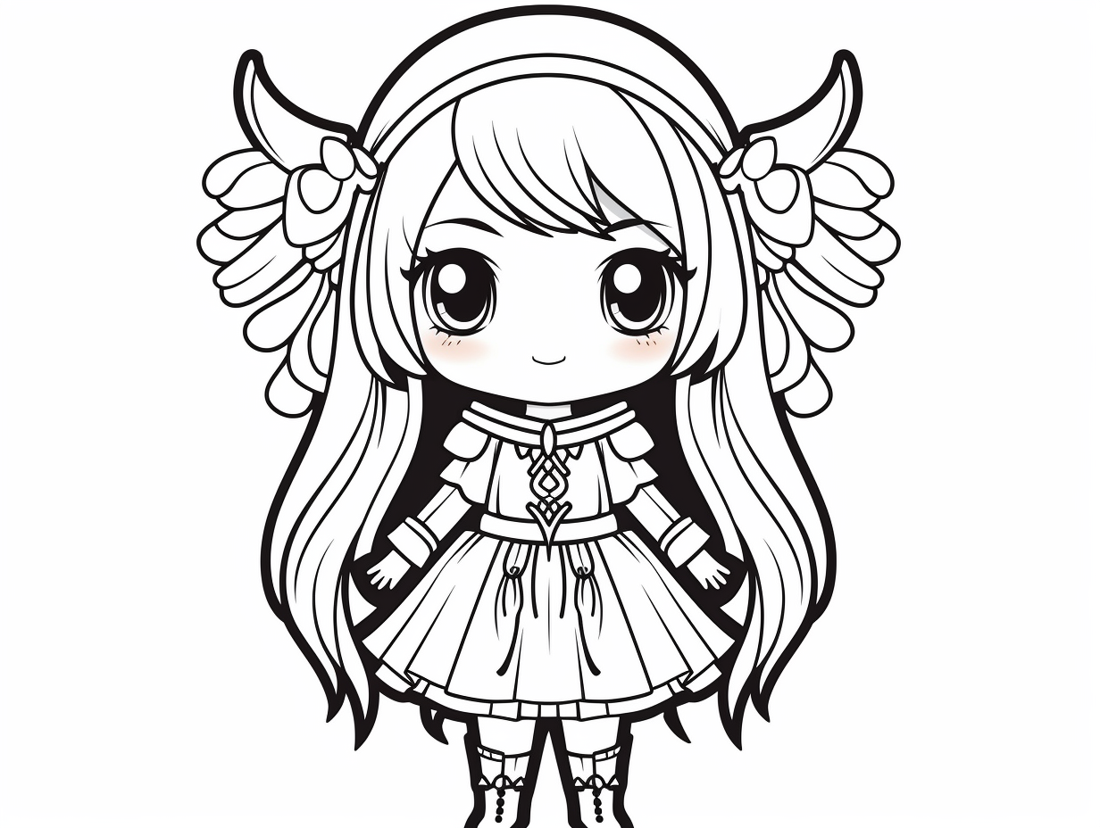 Lovely Kawaii Princess Drawing - Coloring Page