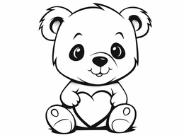 Free printable Lovely Teddy Bear With Heart To Color coloring page