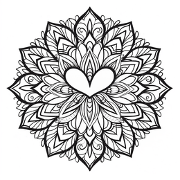 Free printable Lovely Valentine's Day Hearts Mandala coloring page