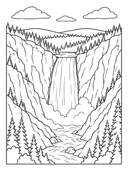 Free printable Lower Falls Of The Yellowstone Canyon coloring page