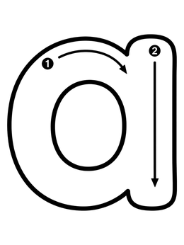Free printable Lowercase Letter A With Tracing Arrows coloring page