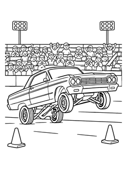 Free printable Lowrider Car Hopping Competition coloring page