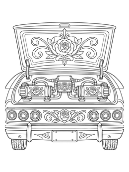 Free printable Lowrider Trunk With Engraved Hydraulics coloring page