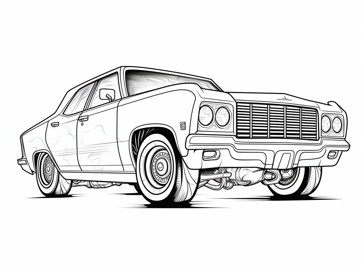 Lowrider Vehicle Mandala Art - Coloring Page