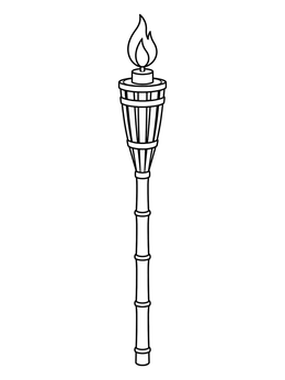 Free printable Bamboo Tiki Torch With Flame coloring page