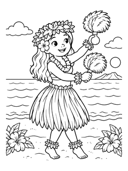 Free printable Hula Dancer With Feathered Rattles coloring page