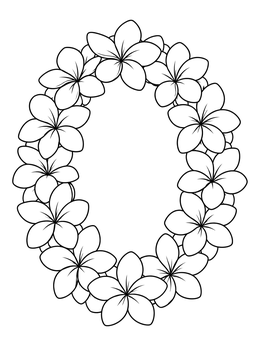 Free printable Plumeria Blossom Hawaiian Lei Wreath coloring page