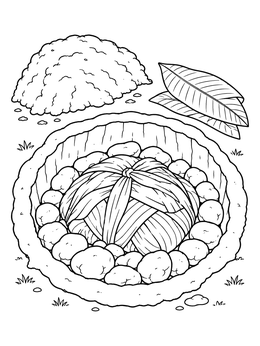 Free printable Traditional Underground Imu Pit coloring page