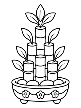 Free printable Lucky Bamboo In Decorative Pot coloring page