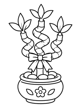 Free printable Lucky Bamboo In Decorated Pot coloring page