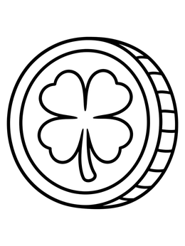 Free printable Lucky Clover Gold Coin coloring page