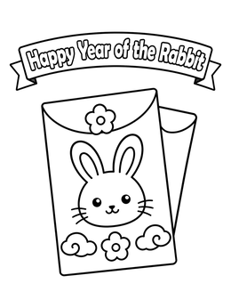 Free printable Lucky Envelope With Cute Bunny coloring page