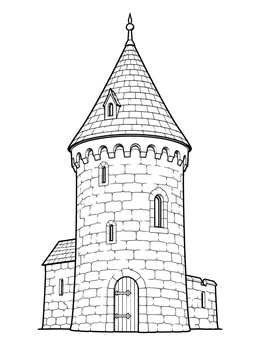 Free printable Vianden Castle Medieval Stone Tower coloring page