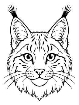 Free printable Lynx Face Portrait With Tufted Ears coloring page