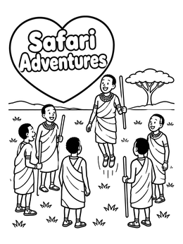 Free printable Maasai Jumping Dance In Tanzania coloring page