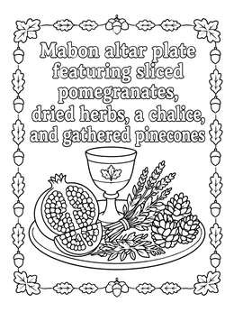 Free printable Mabon Altar Plate With Pomegranate coloring page