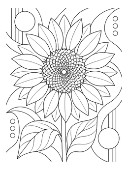 Free printable Geometric Sunflower In Bloom coloring page
