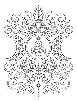 Free printable Triple Moon Autumn Equinox Emblem coloring page