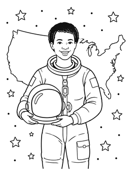 Free printable Mae Jemison With Space Helmet coloring page