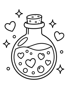 Free printable Magic Love Potion Bottle coloring page