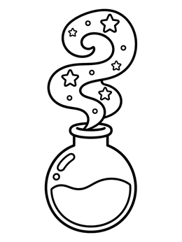 Free printable Magic Potion Bottle With Swirling Smoke coloring page
