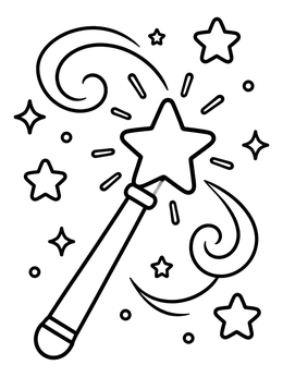 Free printable Shining Star Wand With Swirls coloring page