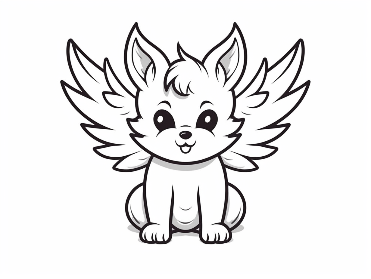 Magical Flying Wolf Coloring Page - Coloring Page