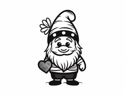 Free printable Magical Gnome Valentine Coloring Page coloring page