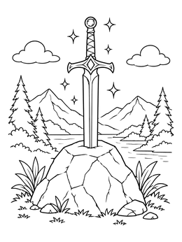 Free printable Magical Sword In The Stone coloring page