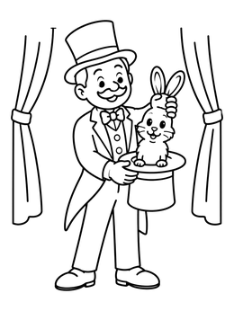 Free printable Magician With Rabbit In Hat coloring page
