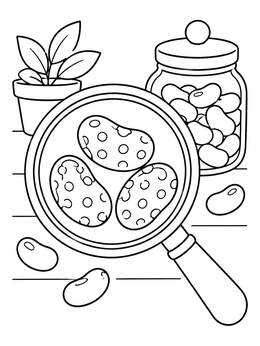 Free printable Magnifying Glass Over Spotted Beans coloring page
