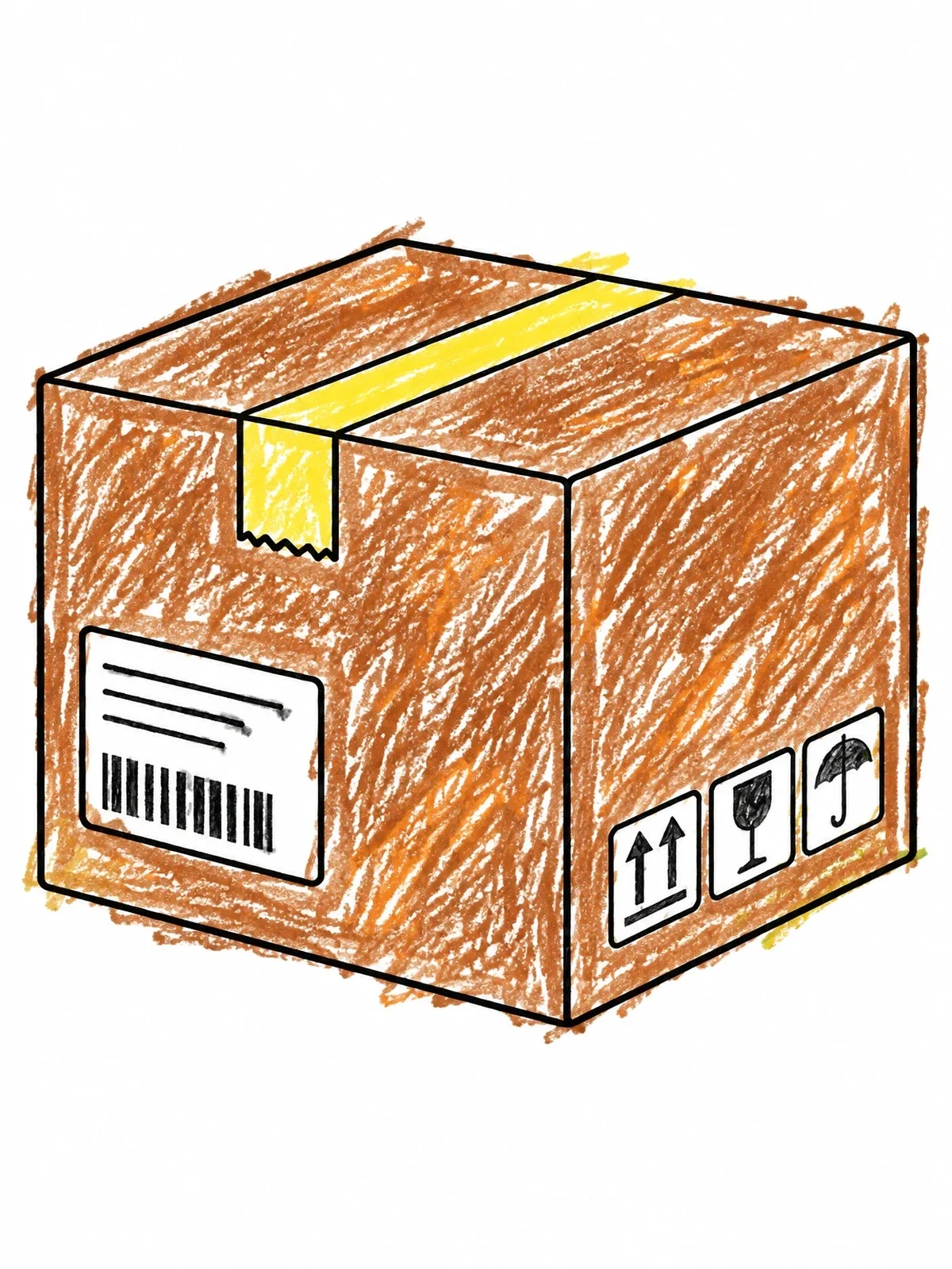 Colored example of the Cardboard Delivery Parcel Box coloring page