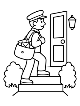 Free printable Mail Carrier Delivering Letters coloring page