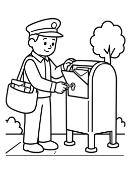 Free printable Mail Carrier Opening Street Mailbox coloring page