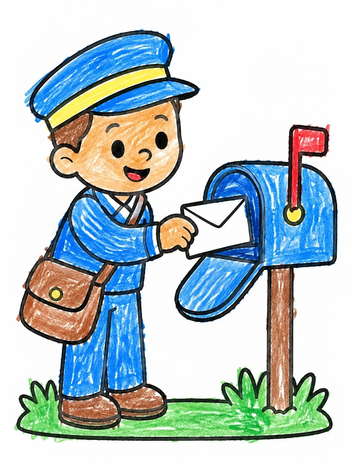 Colored example of the Friendly Mail Carrier Delivering A Letter coloring page