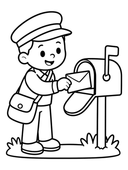Free printable Friendly Mail Carrier Delivering A Letter coloring page