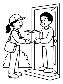 Free printable Package Delivery At The Door coloring page
