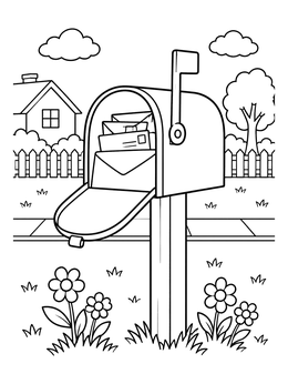 Free printable Full Mailbox In Front Yard coloring page