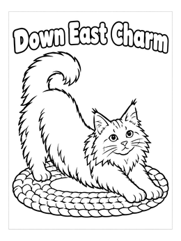 Free printable Maine Coon Cat And Chickadee coloring page
