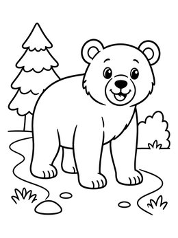 Free printable Cute Black Bear On A Forest Path coloring page