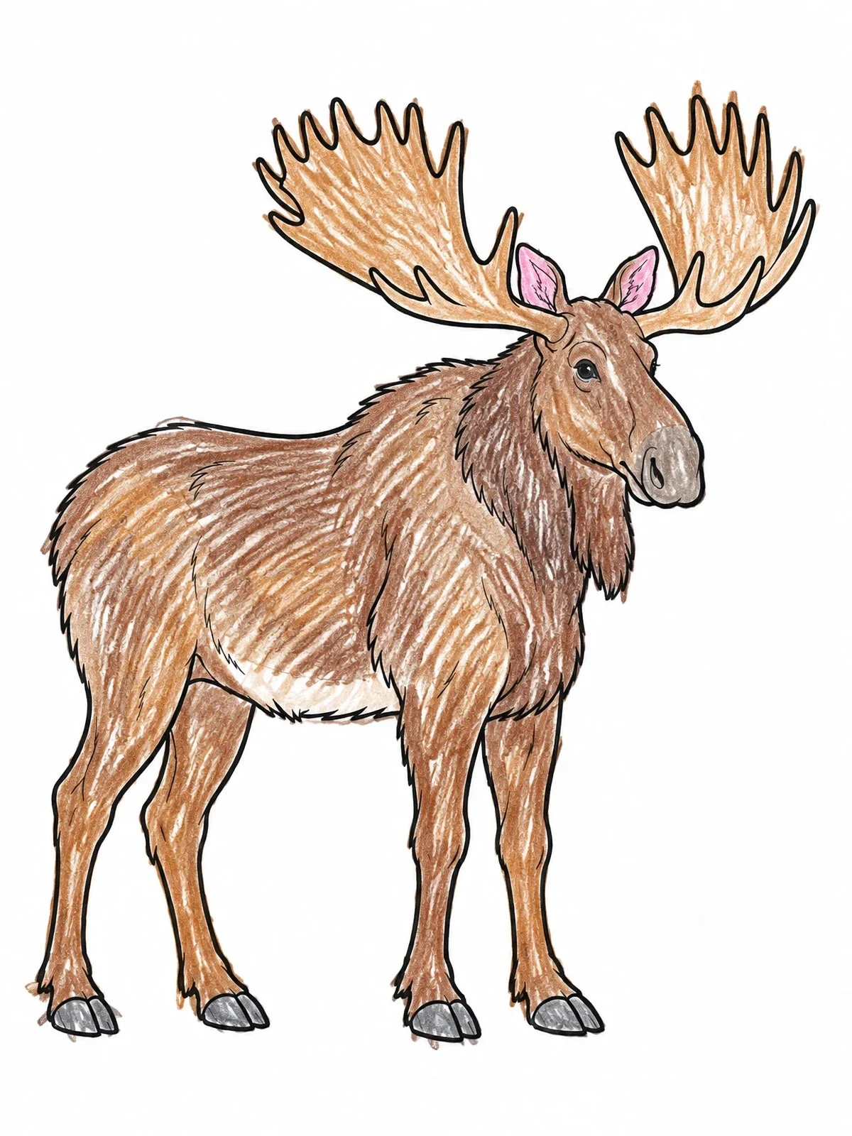 Colored example of the Majestic Alaskan Bull Moose coloring page