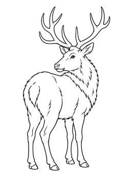Free printable Majestic Bull Elk Looking Back coloring page