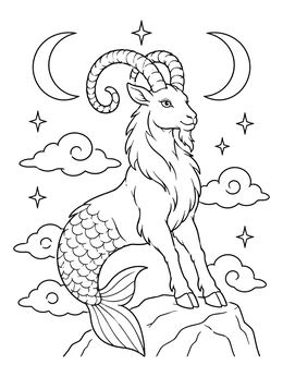 Free printable Majestic Capricorn Sea Goat coloring page