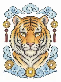 Majestic Chinese Zodiac Tiger – Chinese New Year Tiger Coloring Page