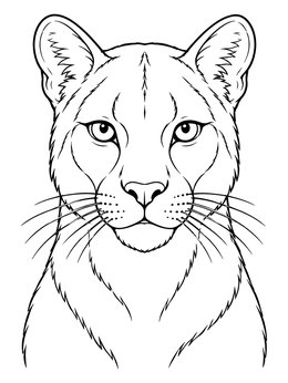 Free printable Majestic Cougar Face Portrait coloring page