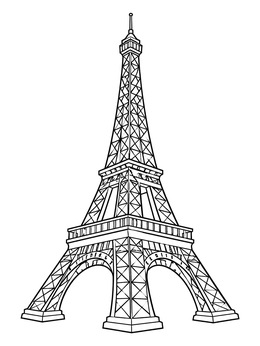 Free printable Majestic Eiffel Tower Line Art coloring page