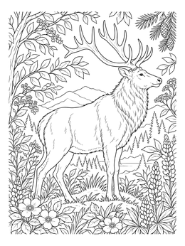 Free printable Majestic Elk In Mountain Meadow coloring page